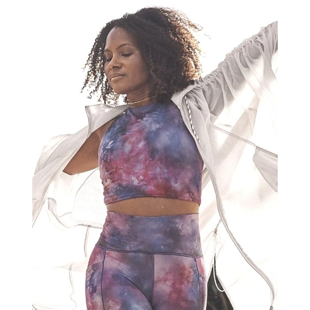 Athleta Conscious Crop Bra Top Galaxy Tie Dye Print Athletic Women's Size Medium